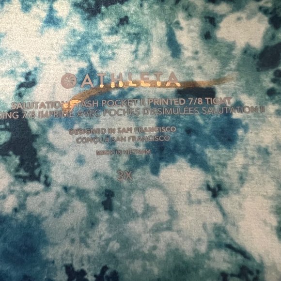 Athleta Plus Salutation Stash Pocket II 7/8 Tight Leggings Blue Tie Dye size 3X - Picture 9 of 16